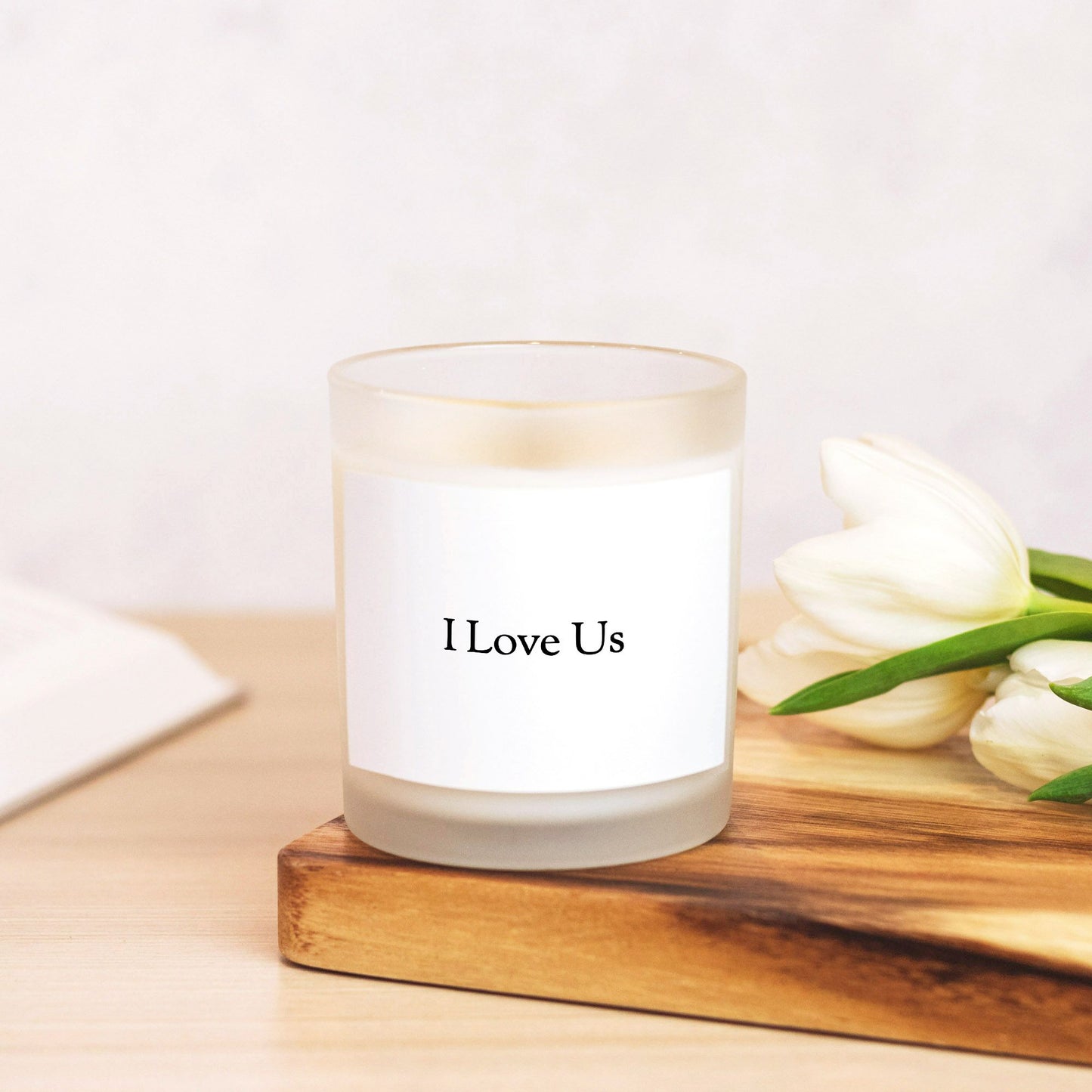 I Love Us Candle Frosted Glass (Hand Poured 11 oz)