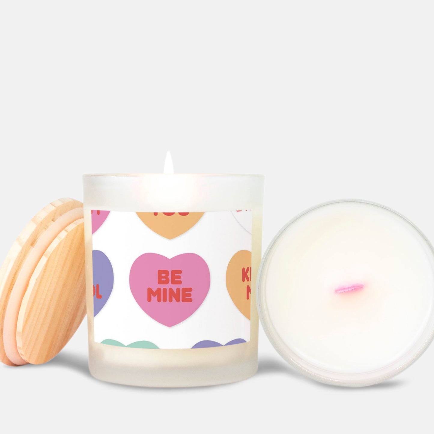 Sweetheart Candle Frosted (Pink Wick) Glass